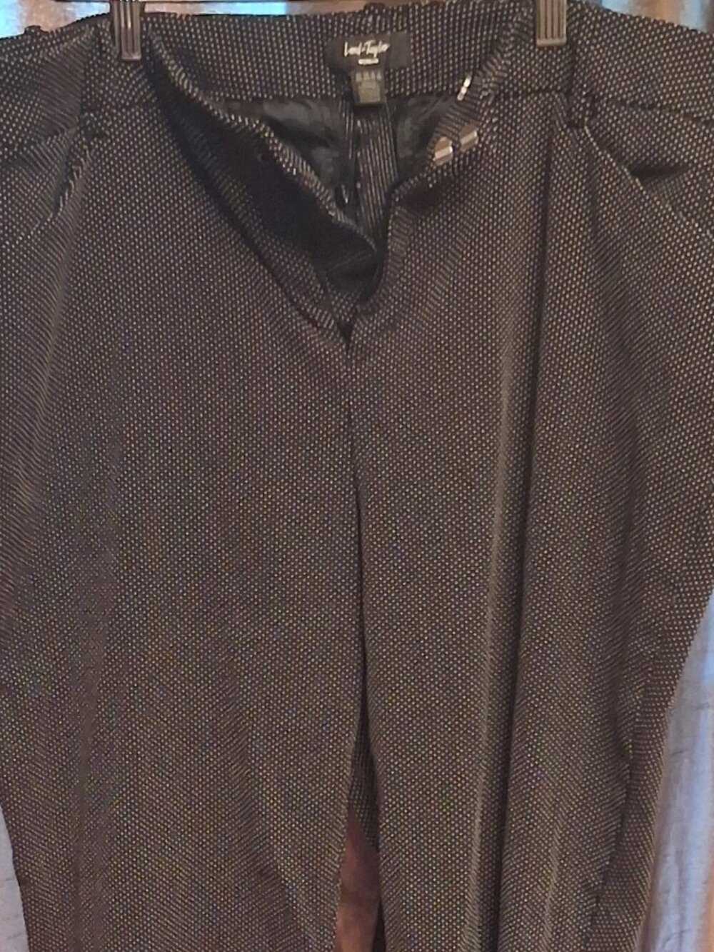 Lord & Taylor 22W Black White Micro Dot Career Pants